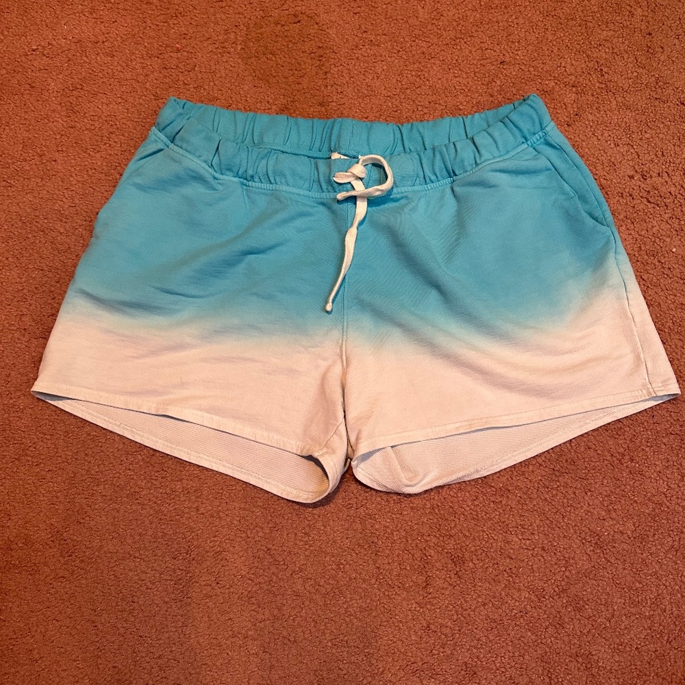 EUC J CREW DIP DYE SHORTS BLUE SZ XXL TIE WAIST